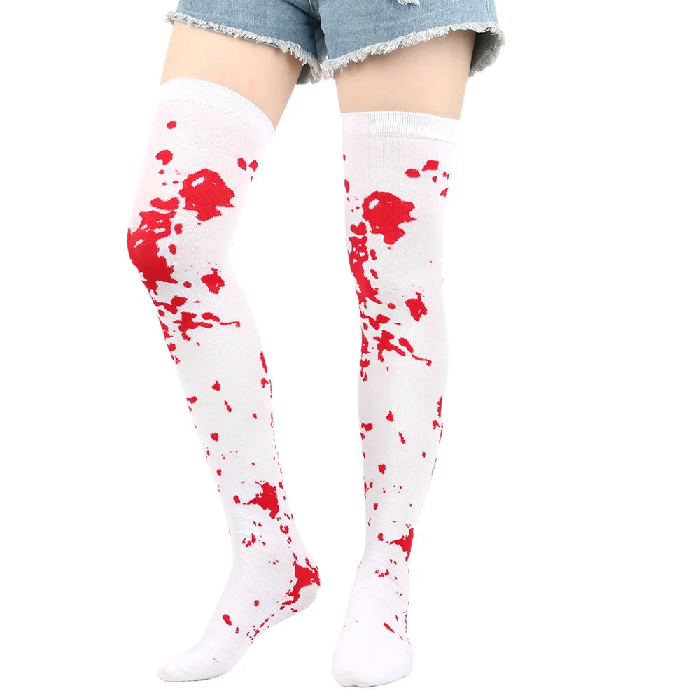 Halloween Stockings Blood Bat Spider Web Socks Festival Dress Up Props Cosplay Makeup Ball Party Skull Head Bone Long Socks New