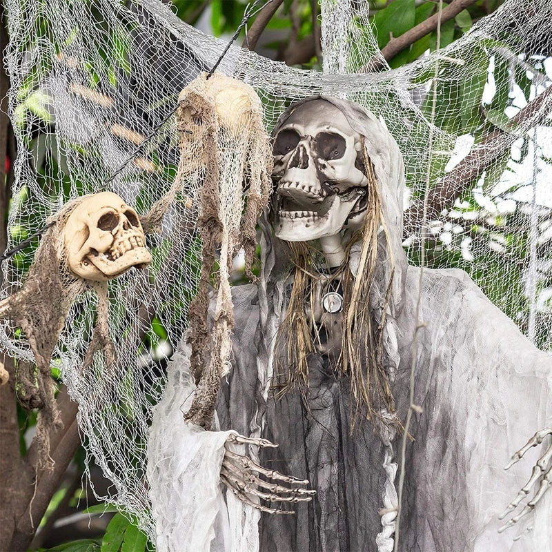 2/4m Horror Halloween Decoration Black Gauze Artificial Spider Web For Haunted House Halloween Party Home Decor Scary Scene Prop
