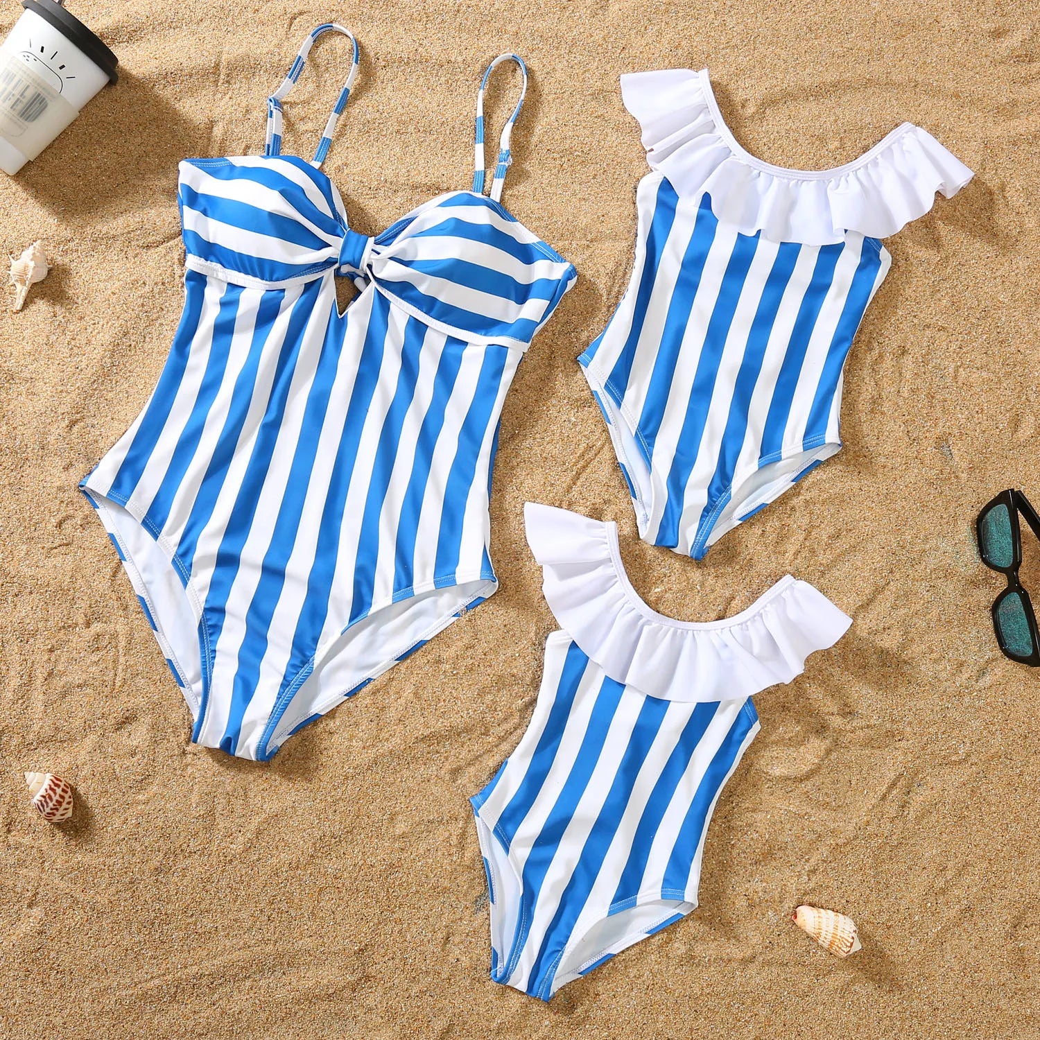 Family Swimsuit Mother Daughter Swimwear Father Son Swim Shorts 2023 Summer Striped Mom And Daughter Bikini Suit Matching Outfit