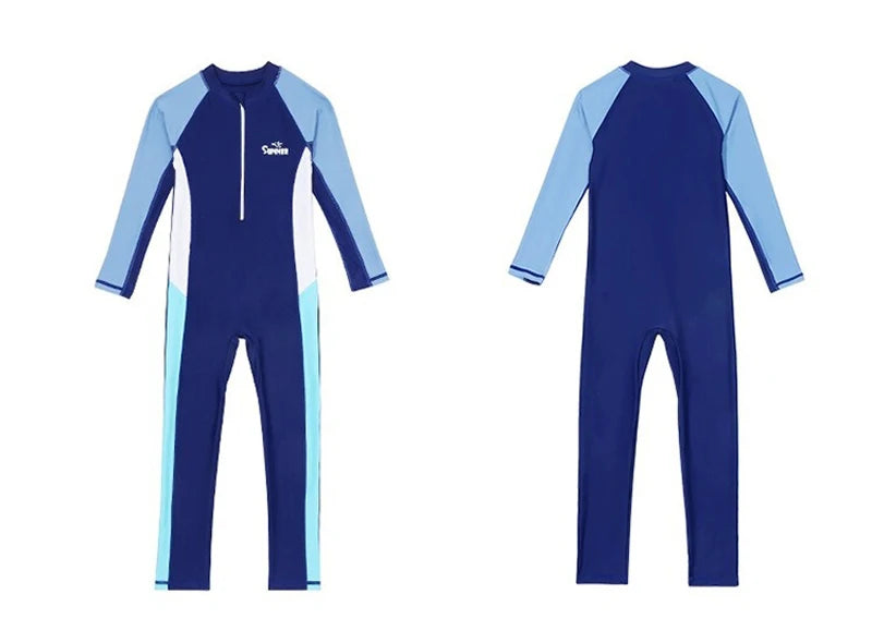 Full Body Boys Swimwear Sun Protection Kids Swimsuit One Piece Children Long Sleeve Bathing Suit Summer Swimming Pool Clothes