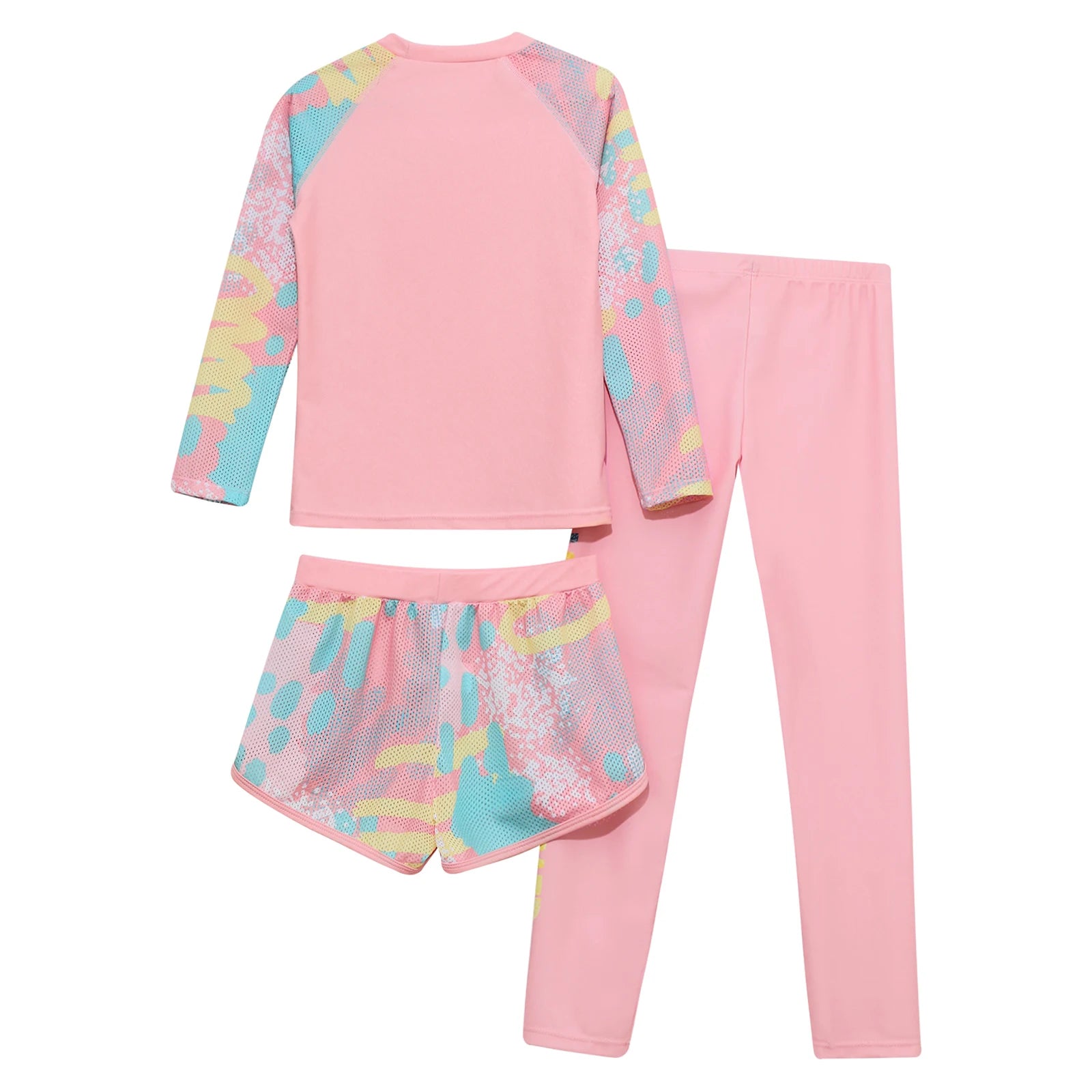 Kids Girls Swimsuit Rash Guard 3Pcs Sunsuit Outfit Long Sleeve Floral Tops Shorts Legging Child Sun Protection Pool Swimwear Set