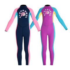 Kid's Full Body Swimwear Boys&Girls One Piece Swimsuit Long-Sleeve Water Sports Rash Guard UPF 50+ Sunsuit Sets 2-8Y