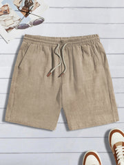 Summer thin linen shorts for men, loose and casual, five-inch pants, cotton and linen, breathable, suitable for beach and sports