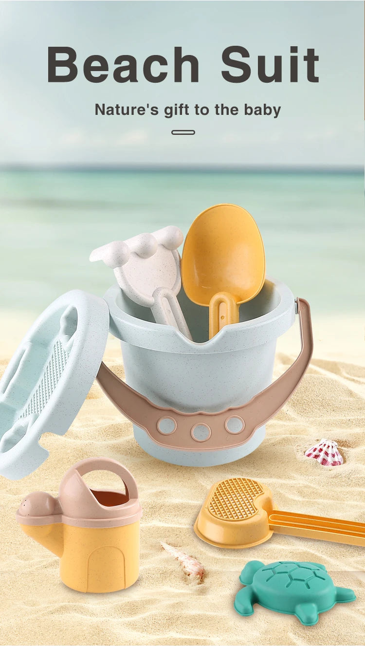 9 Piece Beach Sand Toys, Durable Sand Bucket with Shovel Tool, Thickened Material, Sand Castle Outdoor Play Set Birthday Present