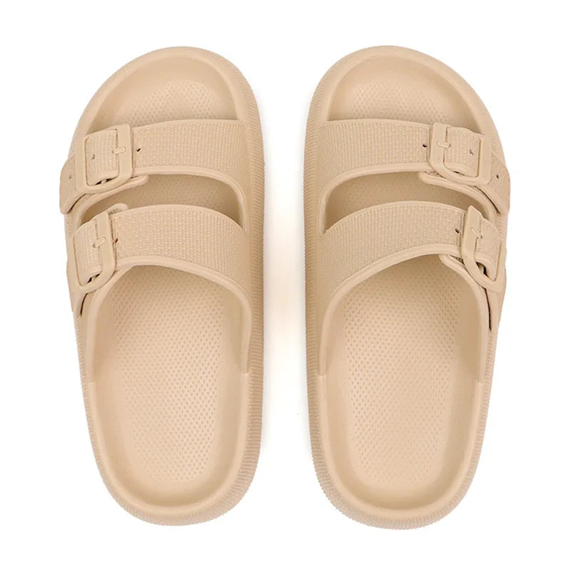 Soft Sole Beach Slippers Men Summer Adjustable Buckle Non-Slip Home Woman Comfortable Thick Bottom Sandals