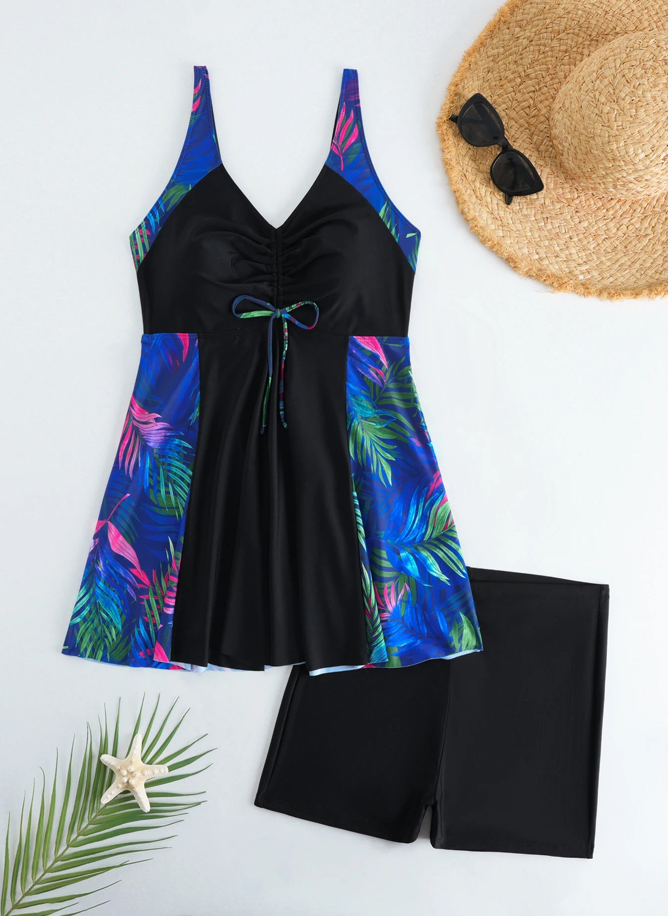 Swimsuit Women Leopard Large Plus Size Tankini 2 Pieces Swimwear Female Bathers Bathing Swimming Swim Suit Beach Dress 5XL