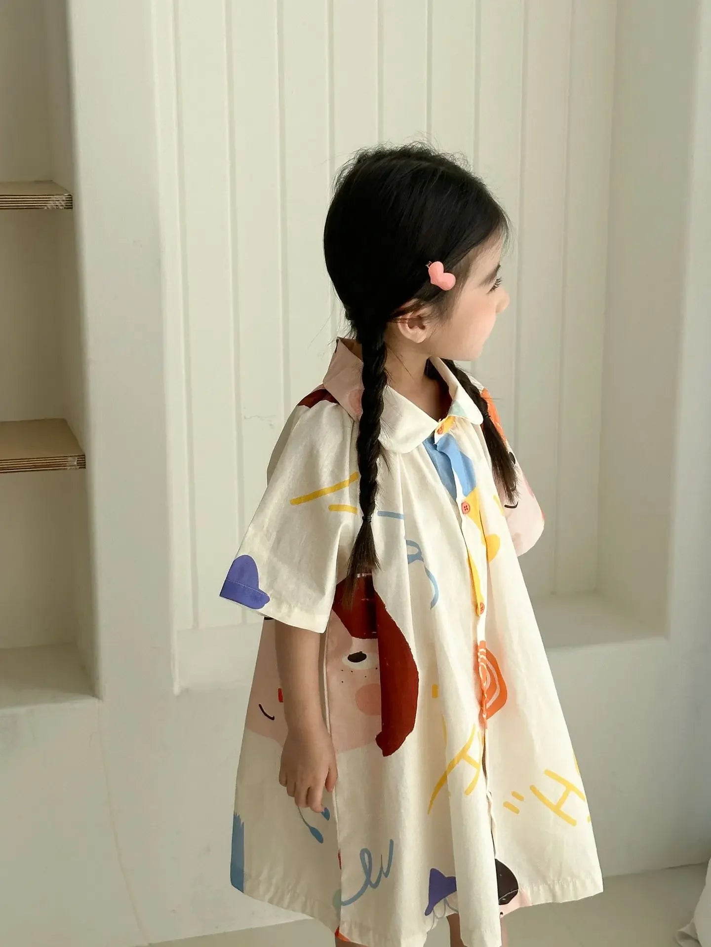 Kids Set Brother And Sister Clothes 2025 Summer New Boy's Two Piece Suit Or Short Sleeve Girl's Graffiti Dress Cartoon Clothes