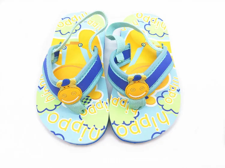 2025 Summer Children Cute Cartoon Animal Slippers Beach Shoes Kids Flip Flops Elastic Band Anti-slip Sandals Boys Girls Slippers