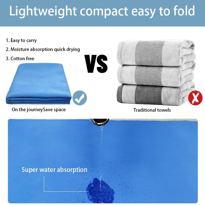 40x80/80x160CM Quick Drying Sports Towel Blue Gray Green Orange Swimming Gym Fitness Camping Running Beach Towel