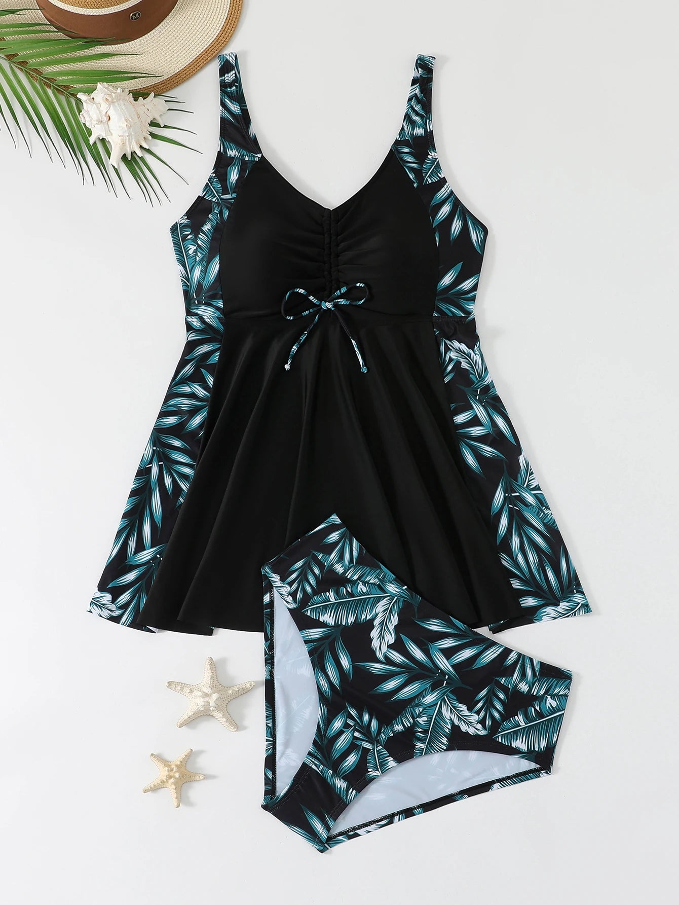 Swimsuit Women Leopard Large Plus Size Tankini 2 Pieces Swimwear Female Bathers Bathing Swimming Swim Suit Beach Dress 5XL