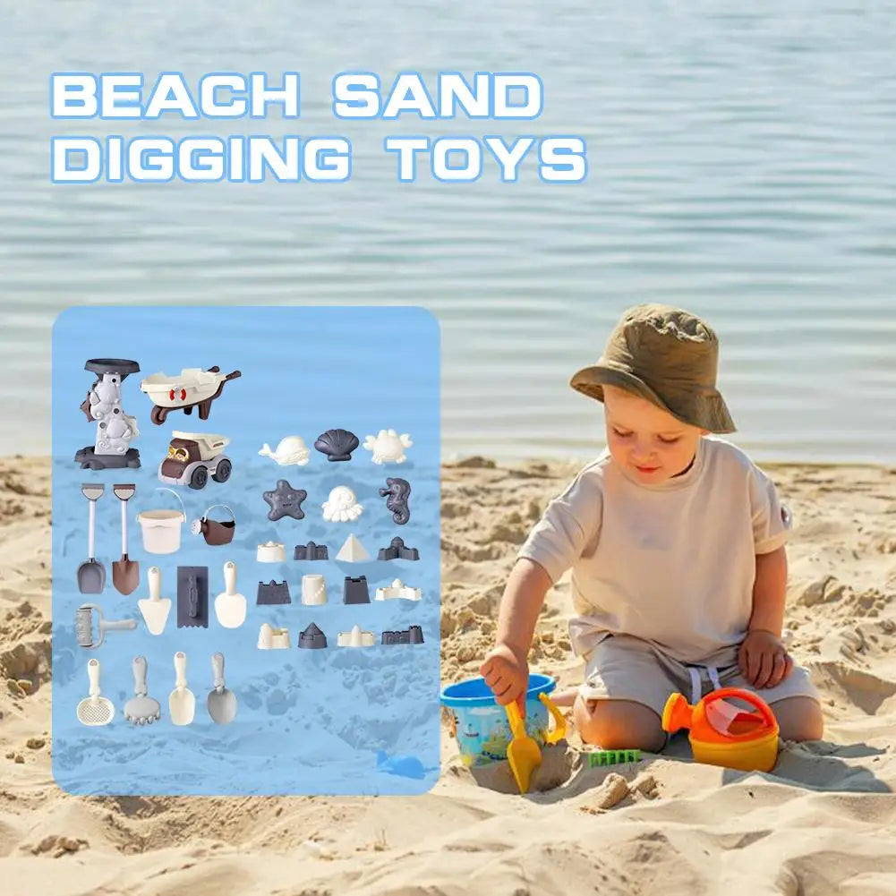 Kids Beach Toy Set: Sand & Water Play Kit with Bucket Hourglass Shovel & Rake Outdoor Summer Garden Toys for Toddlers