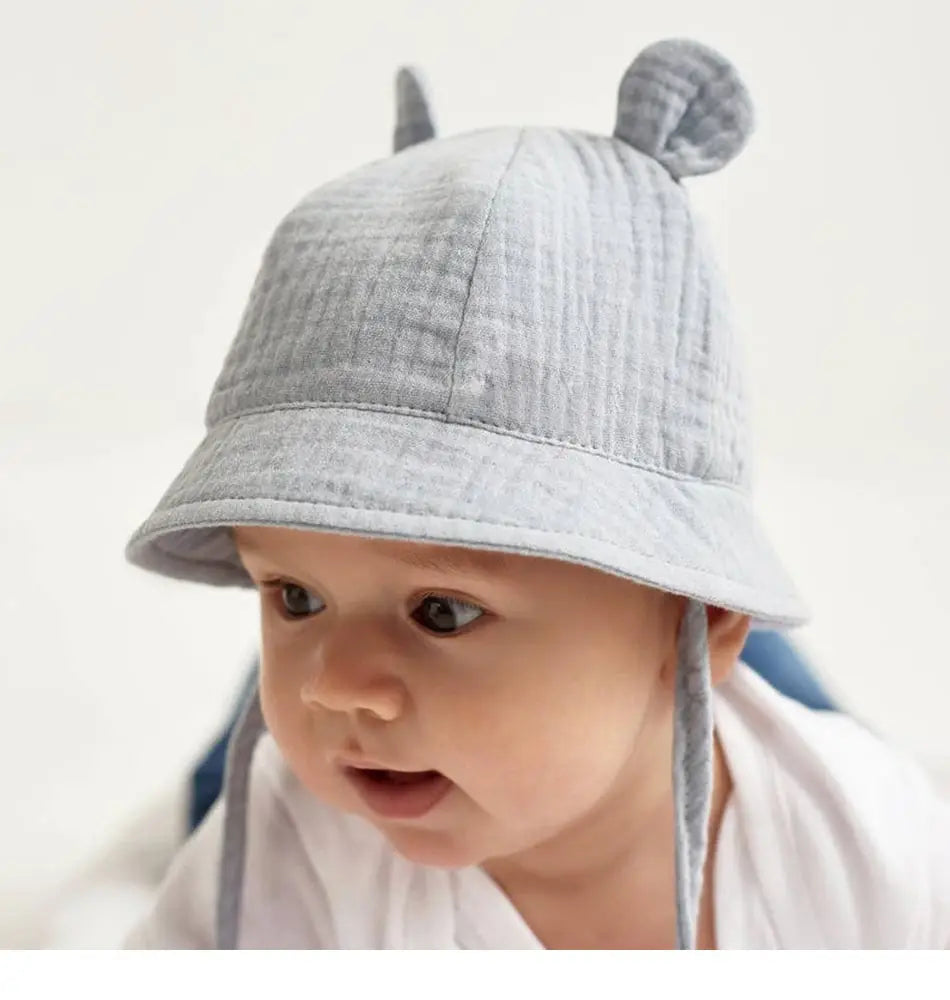 Newborn Boys Girls Bucket Hat Summer Kids Toddler Panama Cap 0 to 12 Months Soft Cotton Baby Sun Hat With Ears Cute Bunny