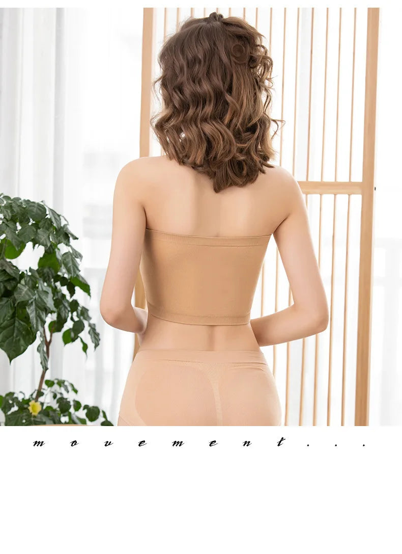 1pcs Women's Bra Plus Size Strapless Bra Thin Removable Chest Cushion Top Stretchy Seamless Invisible Bra S-6XL