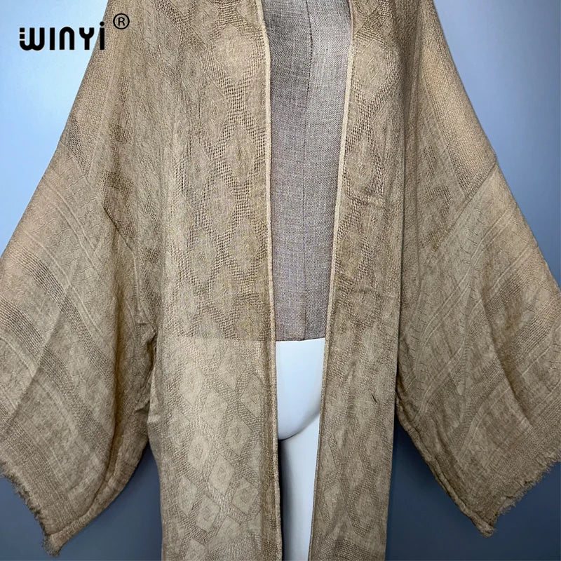 WINYI  high quality comfortable Women Soft Cardigan Loose Dress Party Boho Maxi beach Holiday Swimming Cover ups Africa Kimono