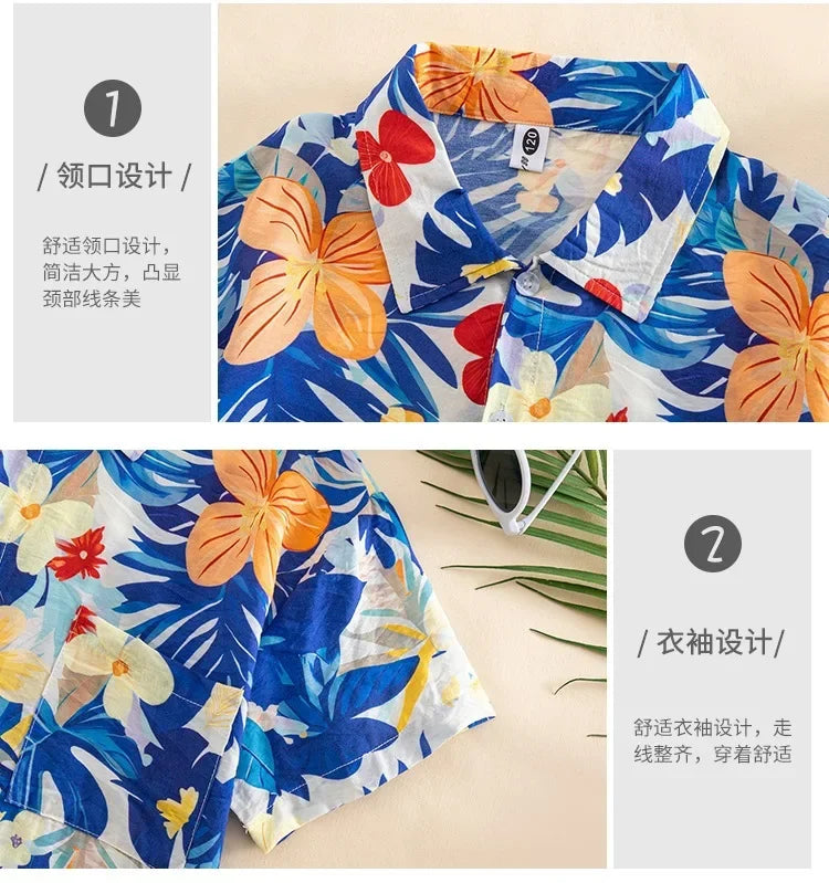 Vacation Family Matching Clothes Sets Mom Daughter Shirts Skirt Casual Dad Son Tops Shorts Resort Parent Child Two Piece Outfit