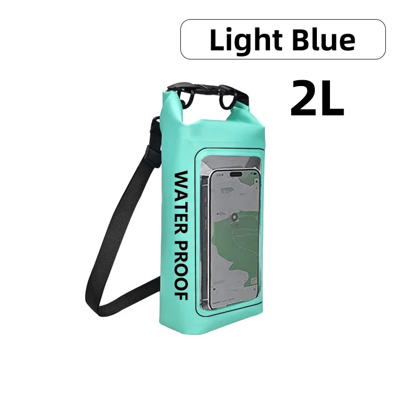 2L/5L Waterproof Dry Bag Touch Screen Swimming Waterproof PVC Bag Rafting Floating Outdoor Sport Bag Surfboard Kayak Storage Bag
