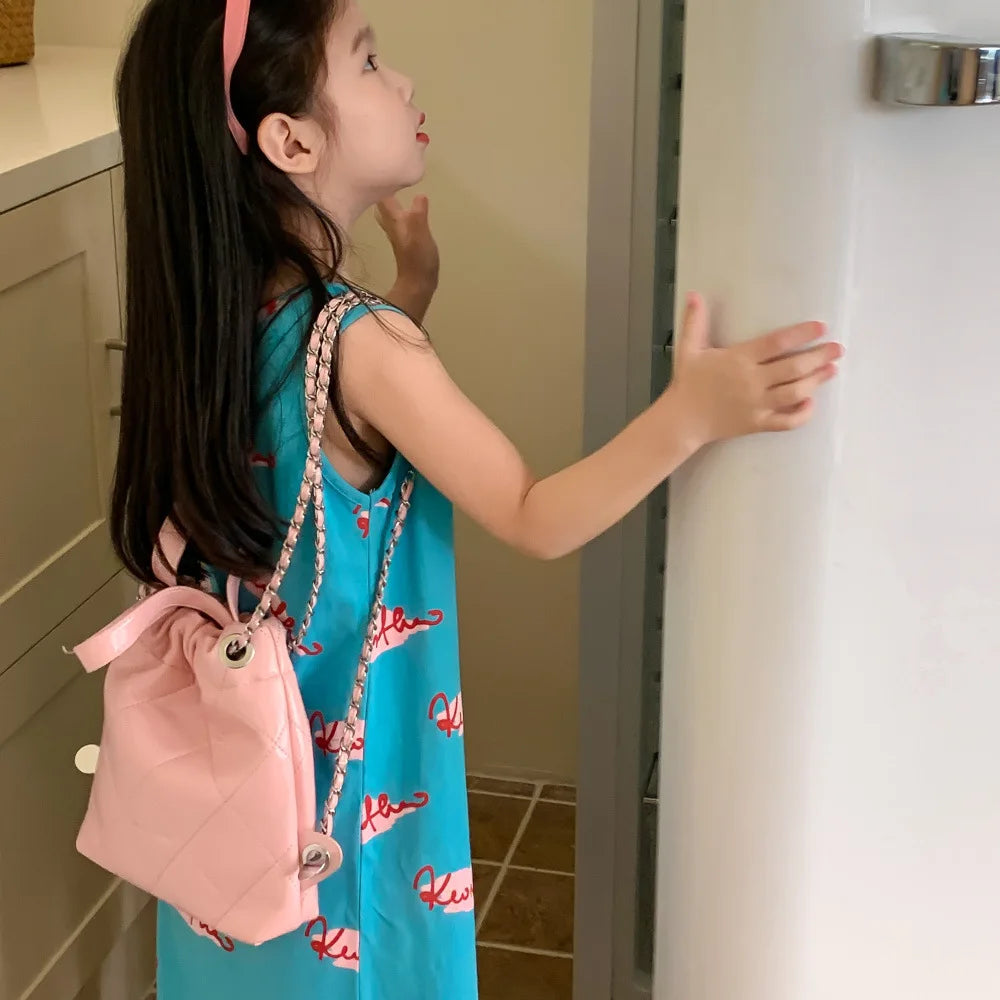 9000 Brother and Sister Clothes Summer New Korean Alphabet Graffiti Girl's Long T-shirt Dress Or Boy's Two Piece Suit