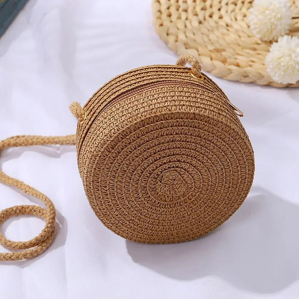 Coin Purse Straw Straw Bag Shell Shape Handmade Summer Beach Bag Handbag Kid Children