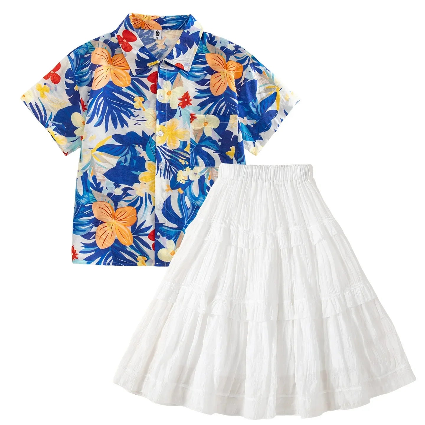Vacation Family Matching Clothes Sets Mom Daughter Shirts Skirt Casual Dad Son Tops Shorts Resort Parent Child Two Piece Outfit