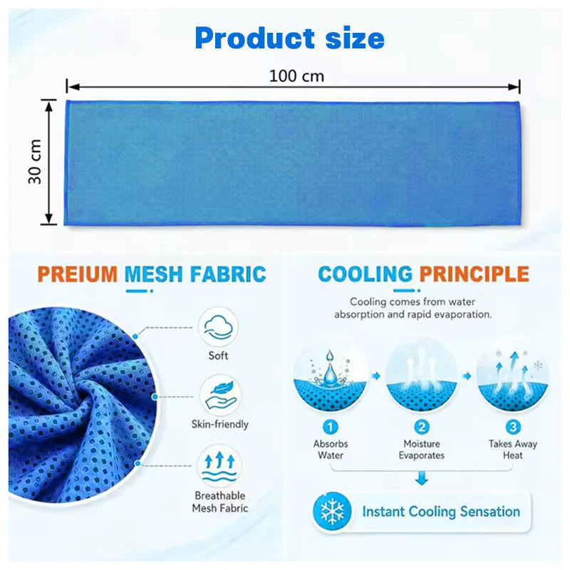 Breathable Cooling Towel Microfiber Mesh Ultra Soft Lightweight Quick Dry Ice Wipes Outdoor Sports Sunstroke Prevention
