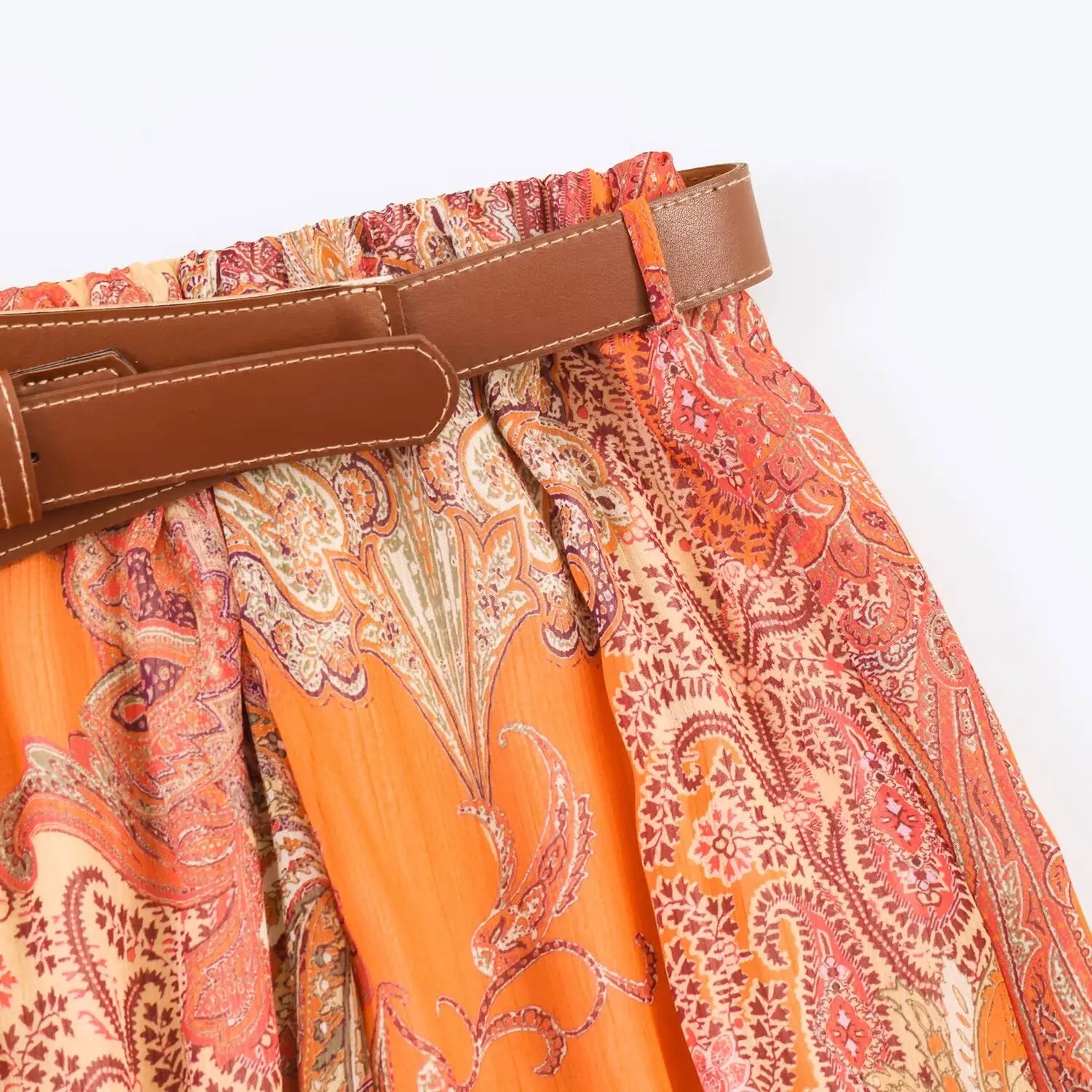 Summer New Skirts Women's 2026 New Fashion Retro Print High Waist Skirts Chic Summer Travel Joker Holiday Women's Skirts