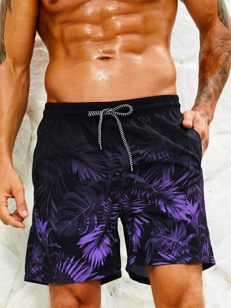 Palm Leaves 3D Print Sport Quick-dry Breathable Men Women Shorts Outdoor Sea Vacation Casual Beach Hawaii Surfing Pants Summer