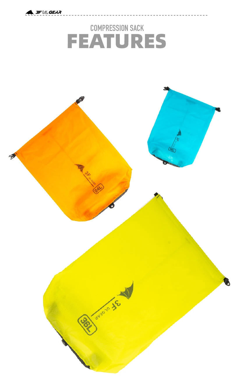 3F UL GEAR 12L 24L 36L Waterproof Bag With Air Valve Exhaust Drifting Swimming Bag Travel Storage Bags Outdoor Camping Equipment