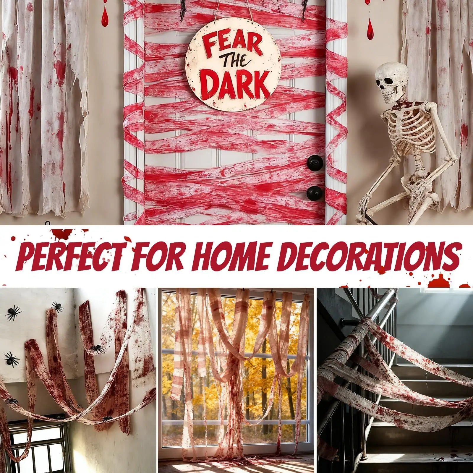 Halloween Bloody Bandage Cloth Artificial Blood Halloween Decor Scary Prop for Terror Party Cosplay Haunted House DIY Supply