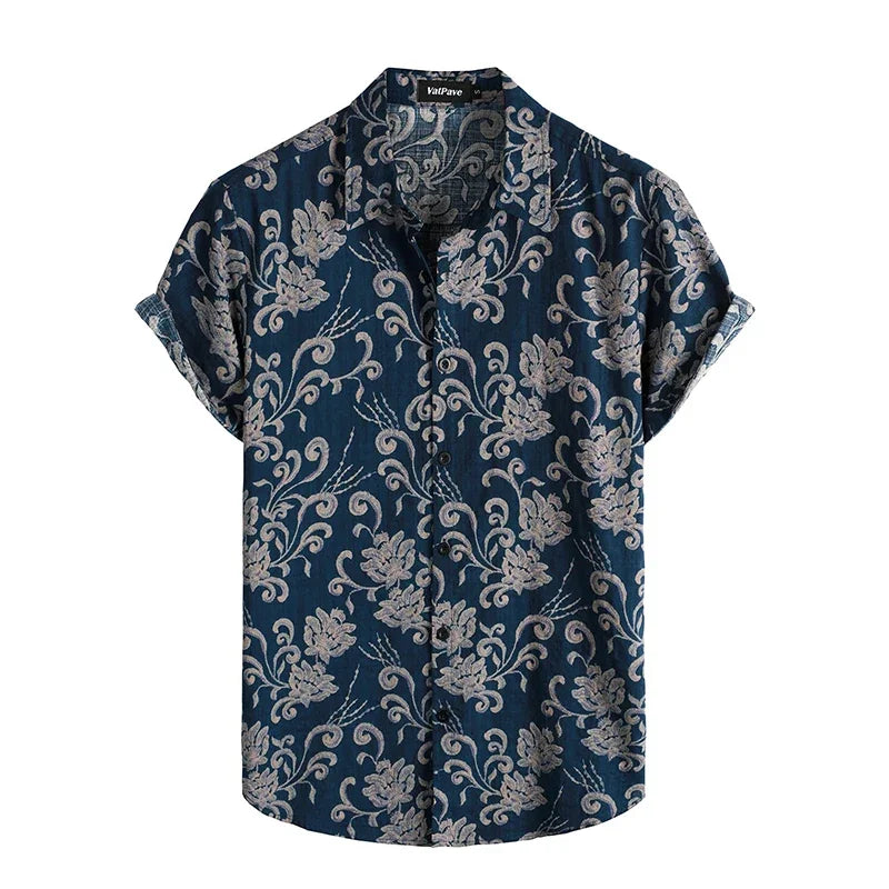 Mens Casual Hawaiian Floral Shirts 3D Full Print Short Sleeve Button Down Tropical Beach Shirts for Men Camisa Manga Masculina
