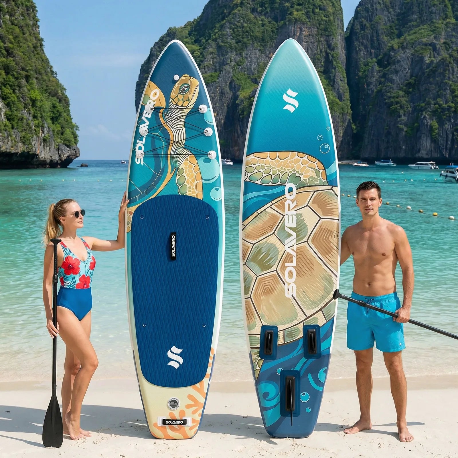 Stand Up Paddle Board, Inflatable Paddle Board with Premium Accessories, SUP Board with Non-Slip EVA Deck, Suitable for Sea Lake