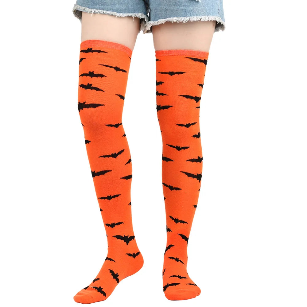 Halloween Stockings Blood Bat Spider Web Socks Festival Dress Up Props Cosplay Makeup Ball Party Skull Head Bone Long Socks New