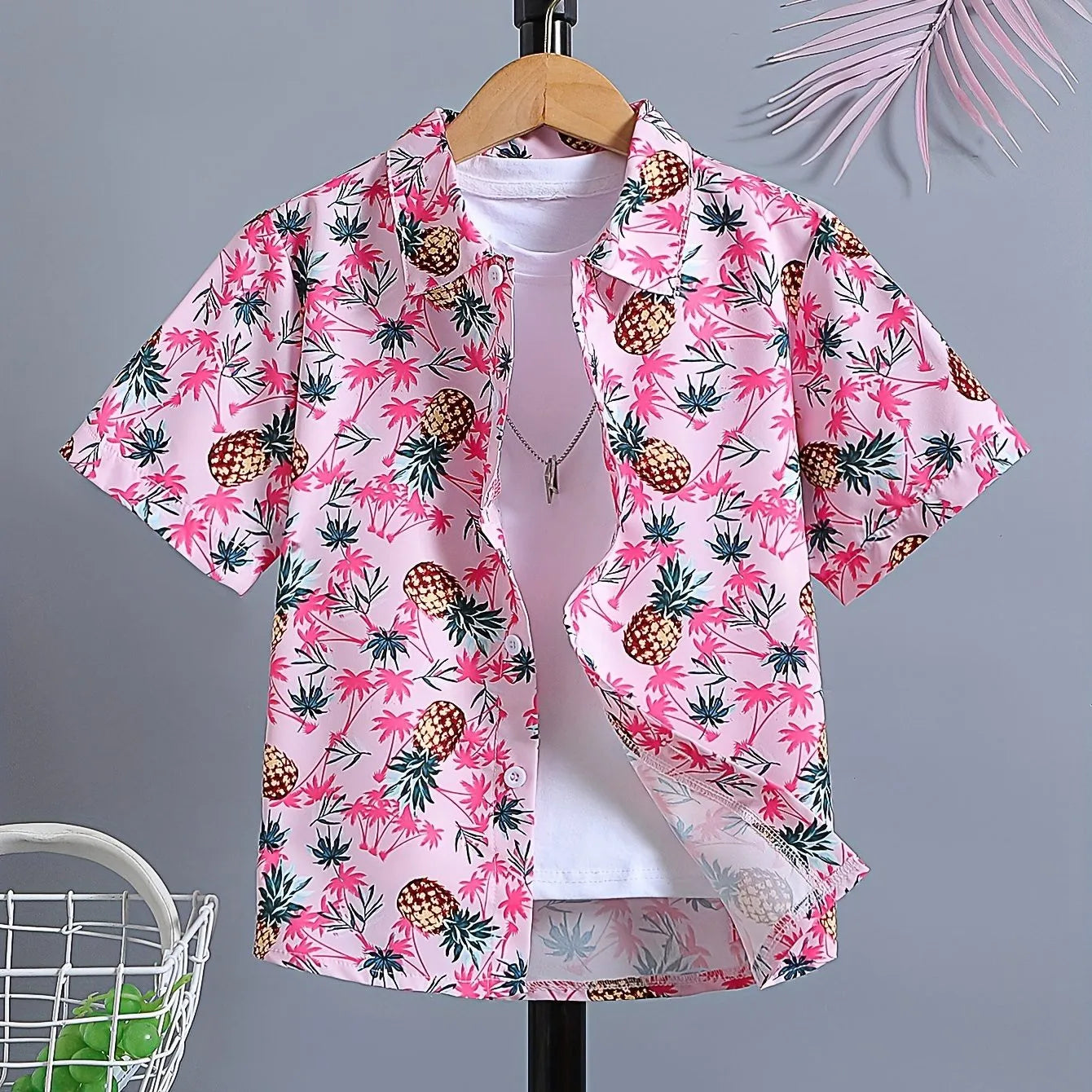 Kids Blouse Beach Coconut Tree 3D Printed Tops Oversize Streetwear Hawaiian Shirts Short Sleeve Boys Girls Shirts Children Top