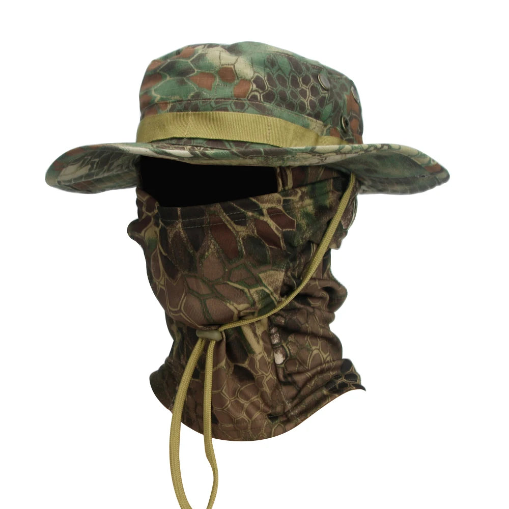 2Pcs/Set Wide-brimmed Hat Balaclava Mixed Set Men Sunscreen Boonie Cap Outdoors Hiking Camping Fishing Hat Sun Hat Fisherman Hat