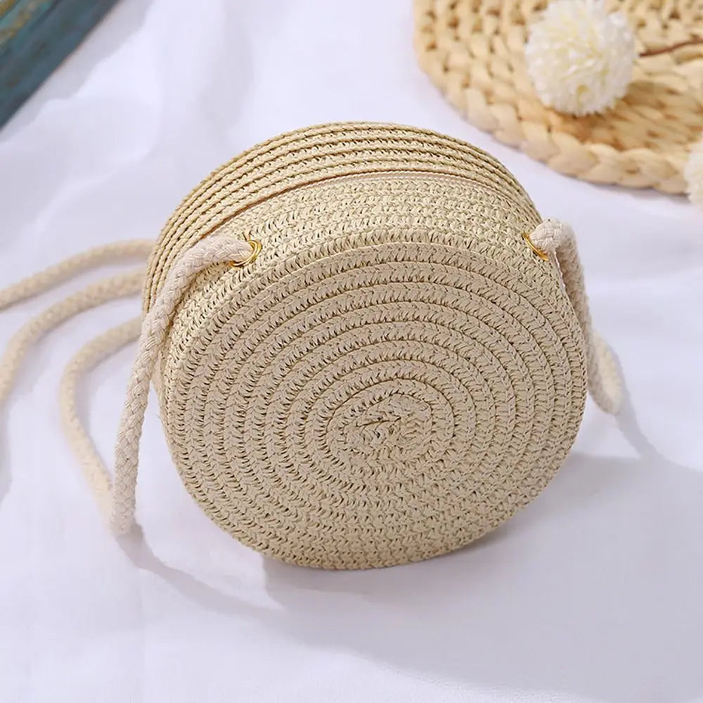 Coin Purse Straw Straw Bag Shell Shape Handmade Summer Beach Bag Handbag Kid Children