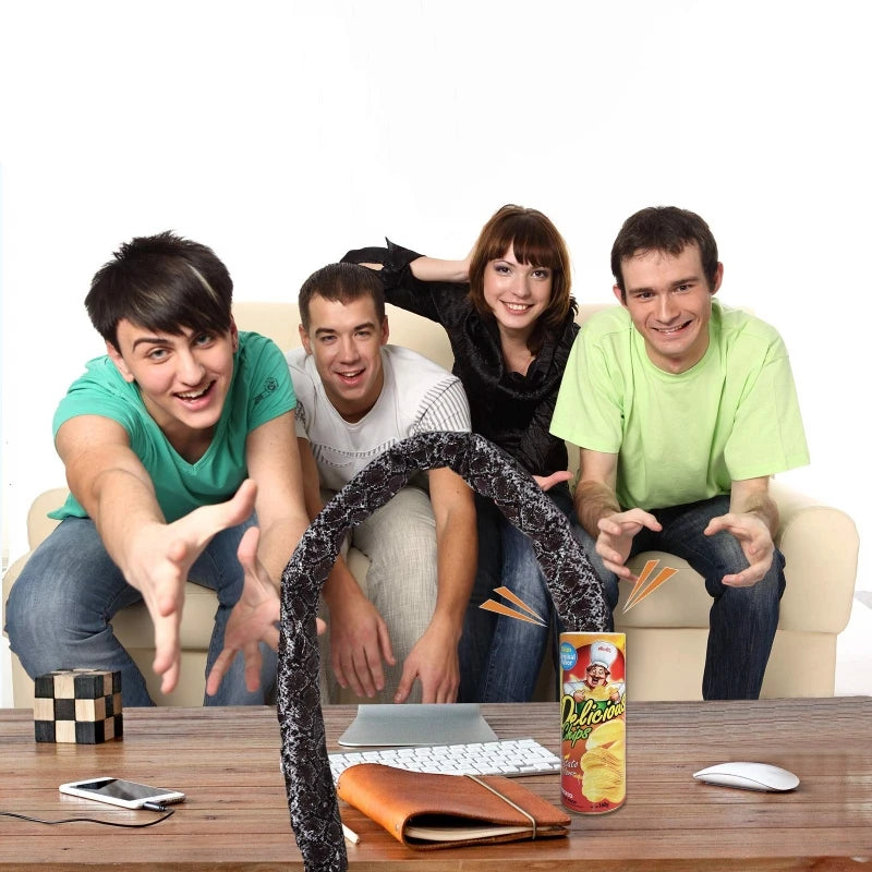 The Potato Chip Snake Can Jump Stage Magic Tricks Spring Snake Toy April Fool Day Halloween Party Jokes in A Can Gag Gift Prank
