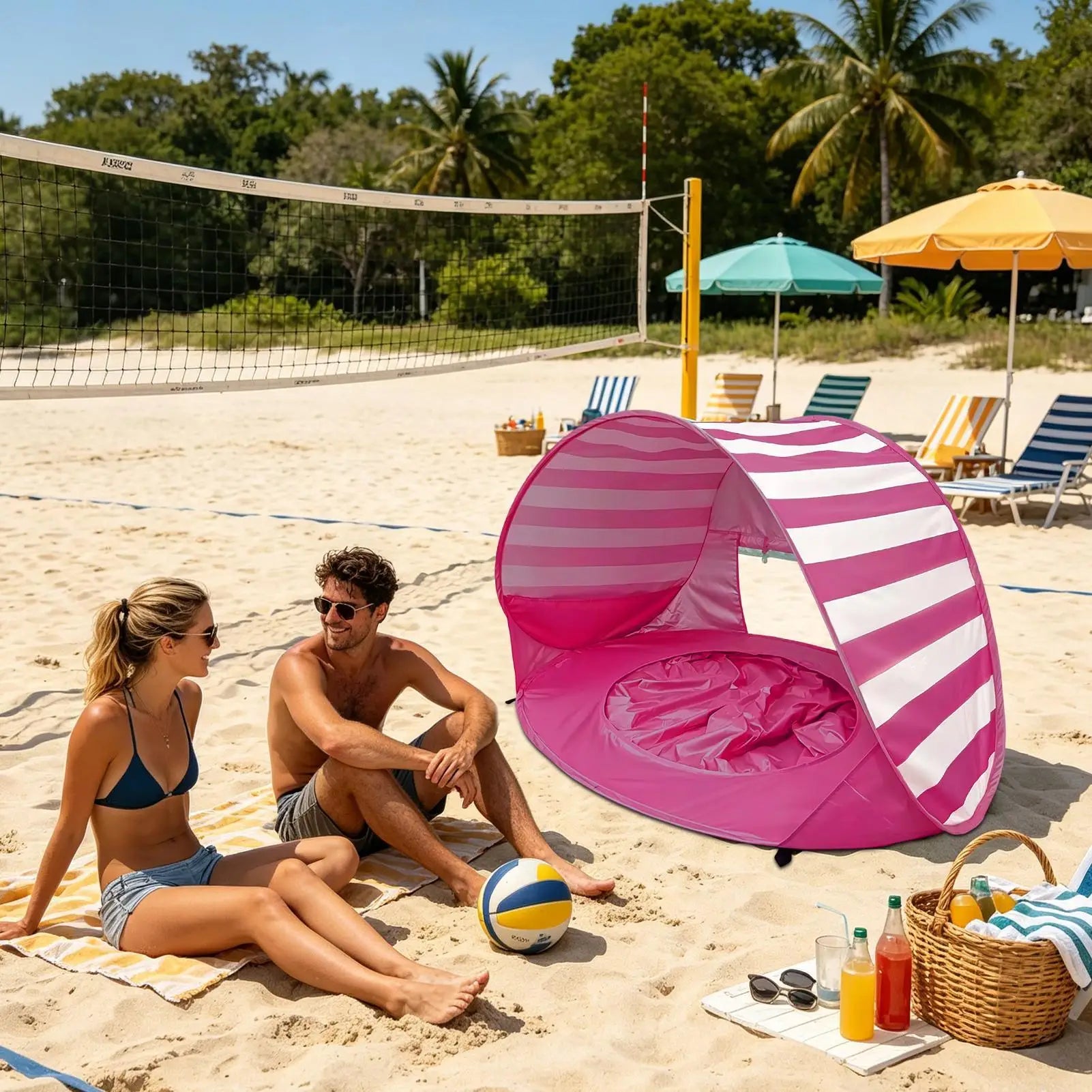 Beach Tent For Kids UV Protection Foldable With Mini Pool Outdoor Shade Tent For Vacation Traveling Camping Picnic Outdoor