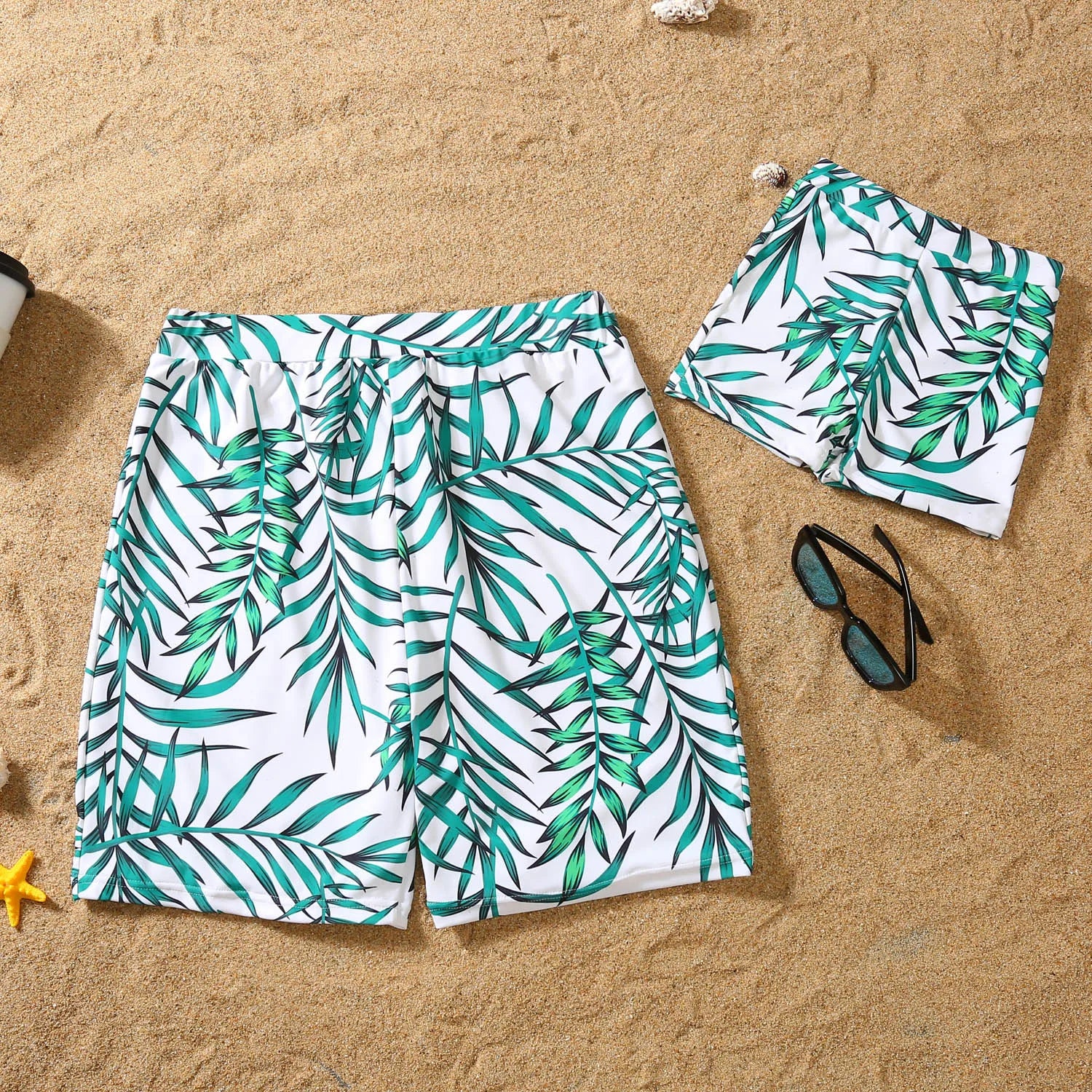 New Family Matching Outfits Leaf Printed Matching Swimsuit Family Look Floral Full Print Multi-color One-piece Matching Swimwear