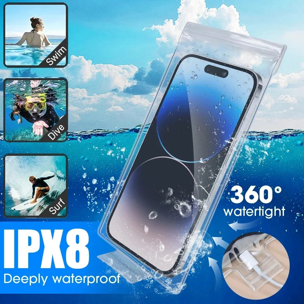 Underwater Waterproof Bag Transparent Mobile Phones Pouch Bags Universal Summer Swimming Phone Protector Case for iPhone Samsung