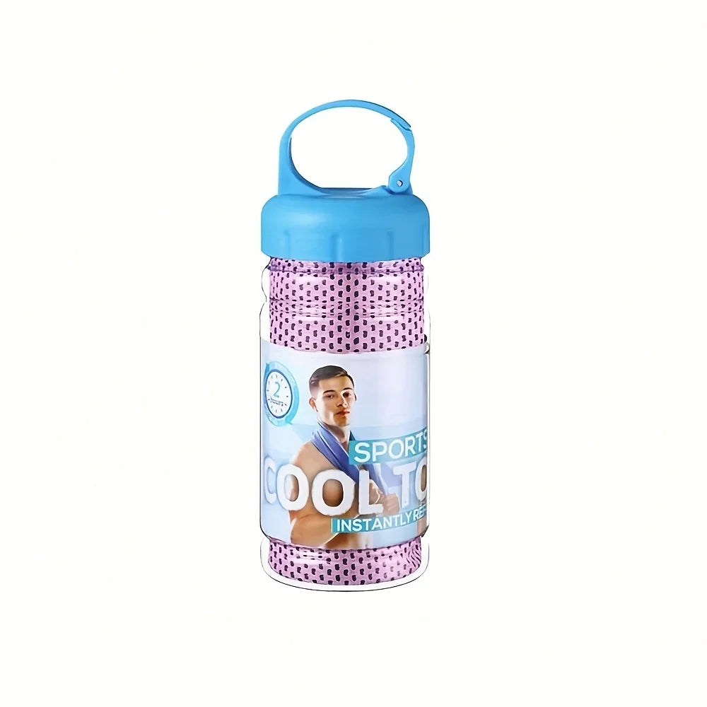 30×80cm Portable Bottle Mounted Quick Dry Towel Gym Sports Sweat Absorbent Cold Sensation Fast Ice Towel Swimming Beach Towels