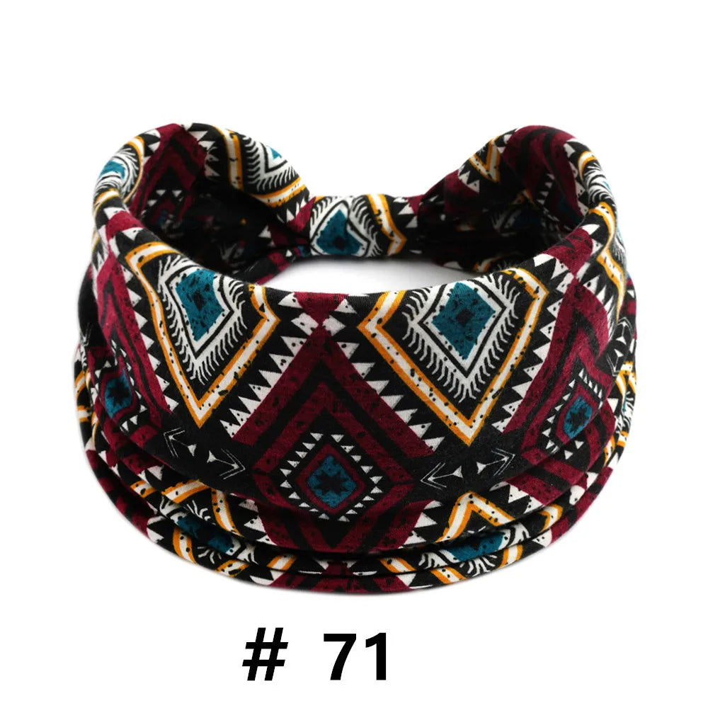 Boho African Headbands for Women Wide Cotton Turban Headwrap  Knot Elastic Hairbands Bandeau Sport Workout Yoga Hair Accessories