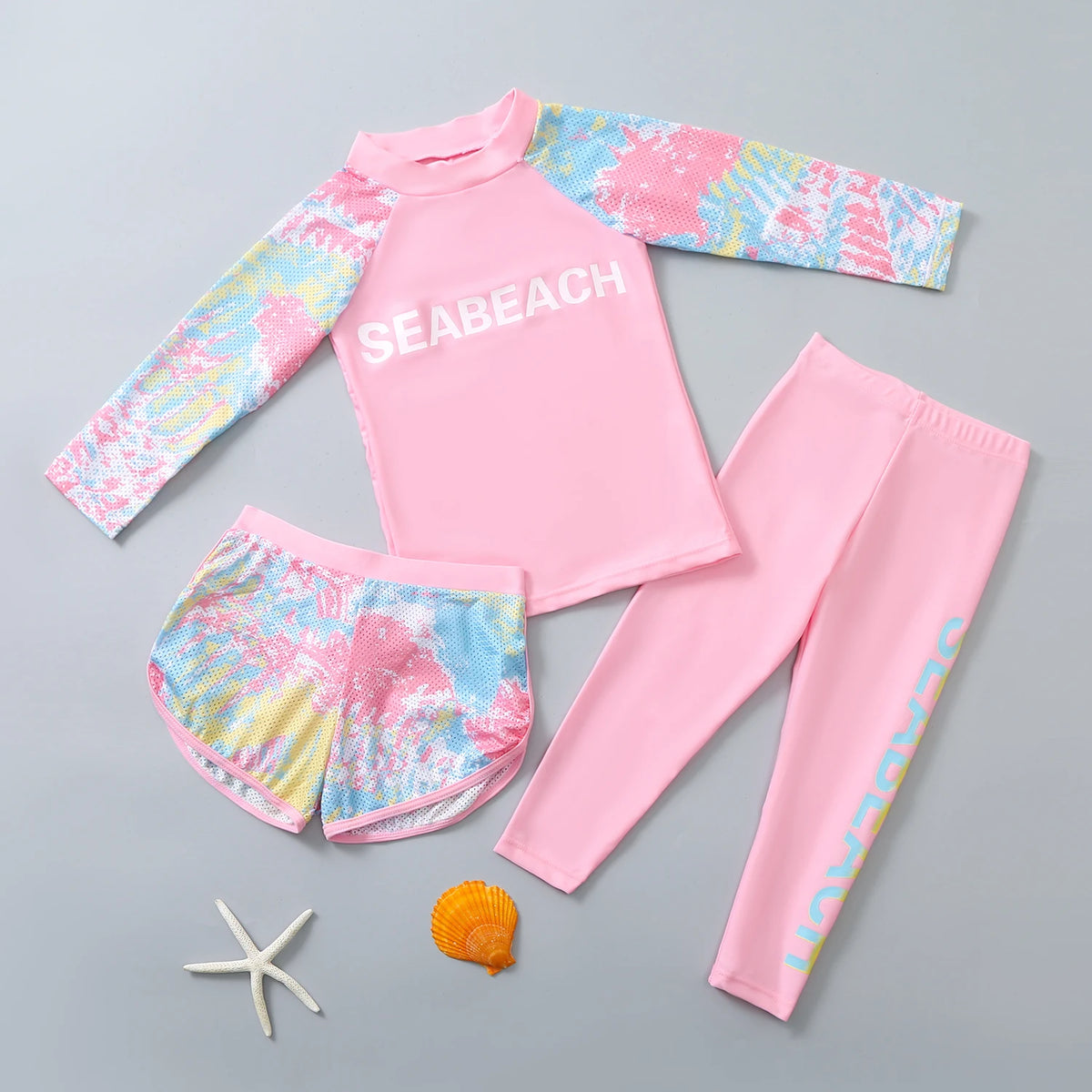 Korean Style Children's Swimming Suit Separate Quick Dry Sun Protection Baby Girl Boy Swimming Costume Set for Toddlers And Kids