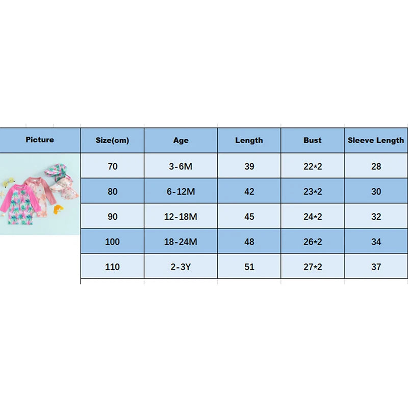 Tregren 0-3Y Toddler Girls Rash Guard Swimsuit with Swim Cap Long Sleeve Floral/Tropical Tree Print Zip Up Swimwear Bathing Suit