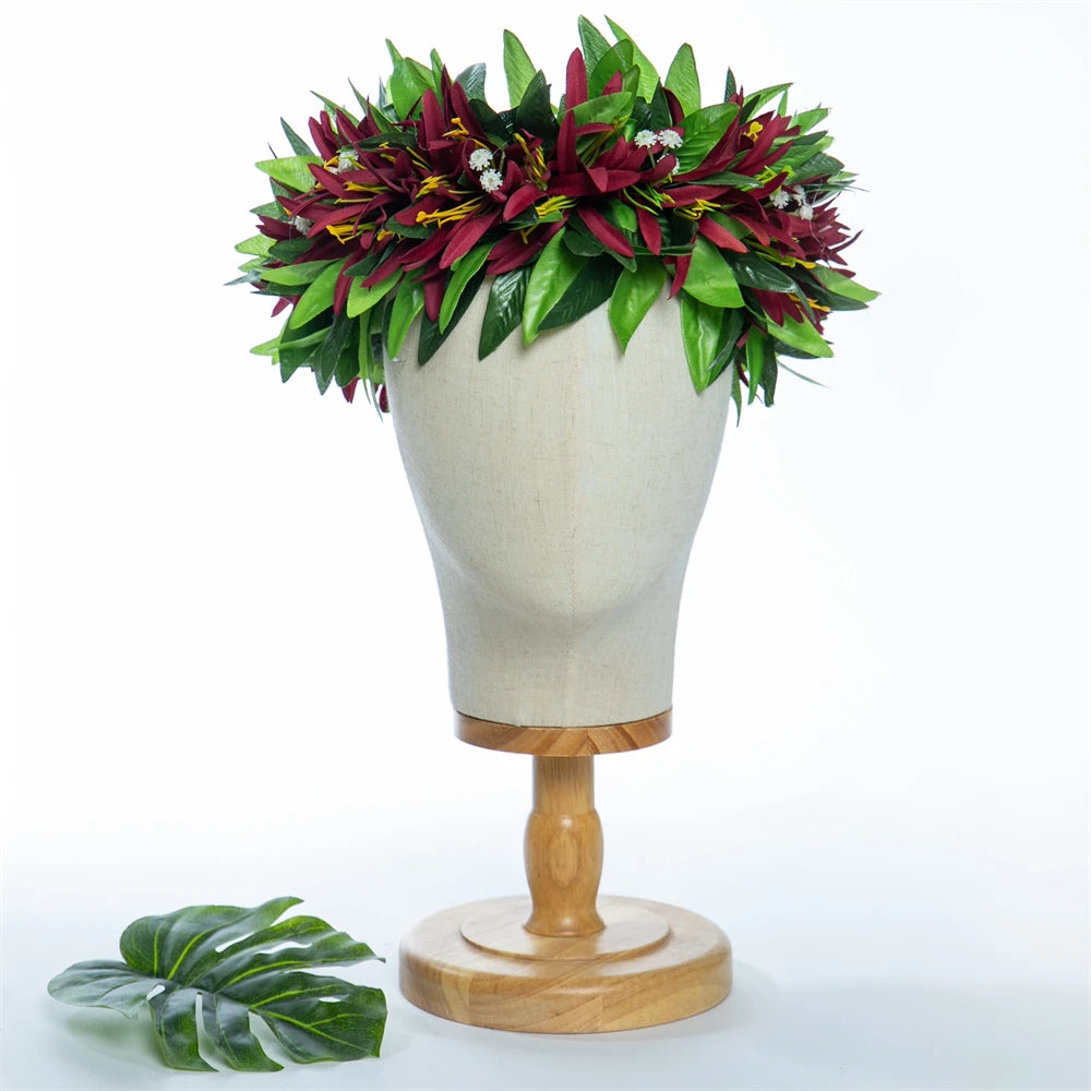 Artificial Maile Leaf Spider Lily Flowers Tropical Haku Head Lei Po'o Hawaii Crown Handcrafted Gifts Hula Dancing Performace