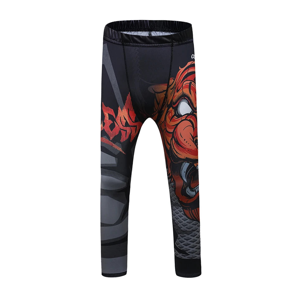 New Kids 4/pcs Sets Rashguard Jiu Jitsu MMA T-shirt+Pant For Children Muay Thai Shorts BJJ Tight Sportsuit MMA Boxing Fightwear