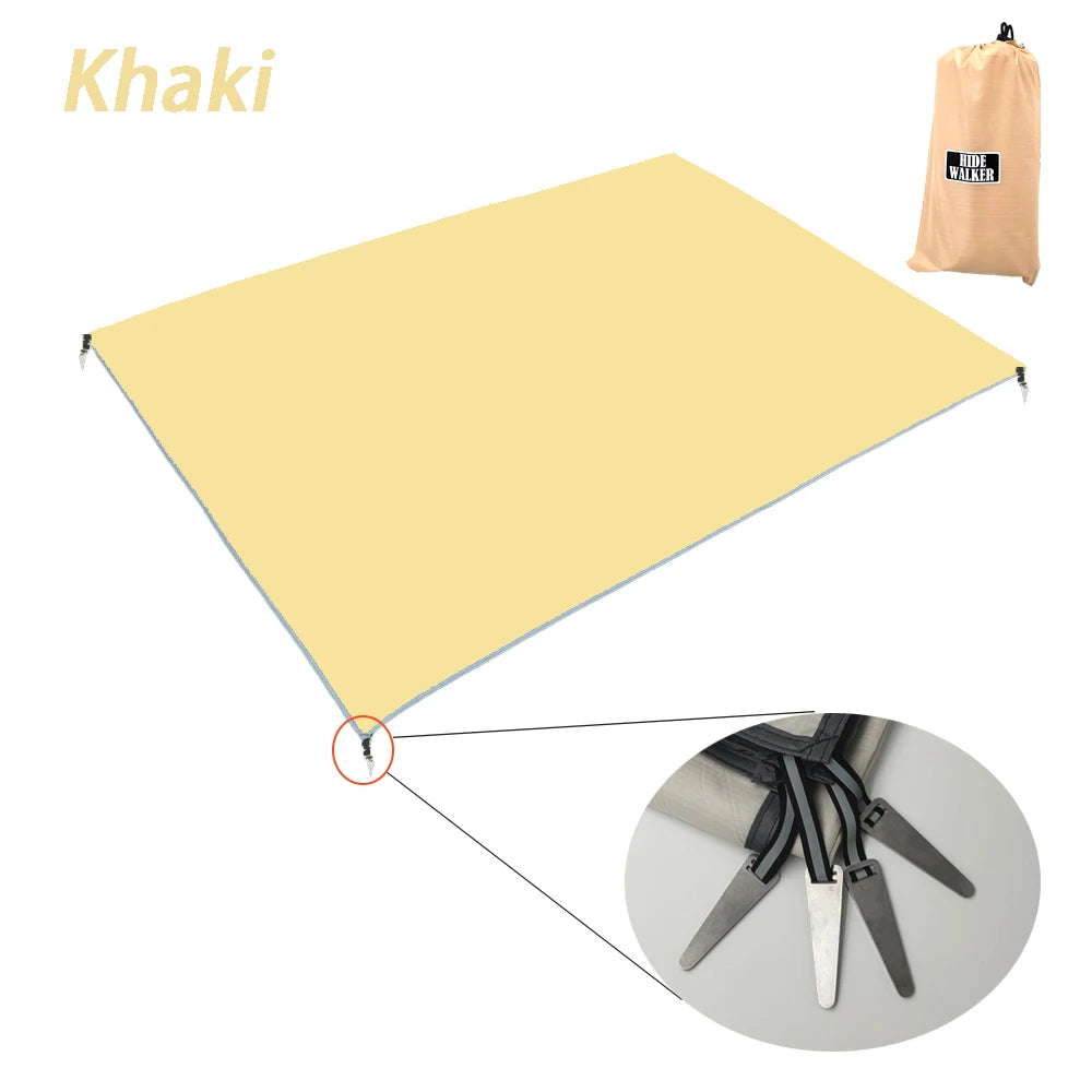 Tent Footprint Ultralight Pocket Picnic Mat with Windproof Stakes Outdoor Camping Portable Folding Waterproof Tent Ground Sheet