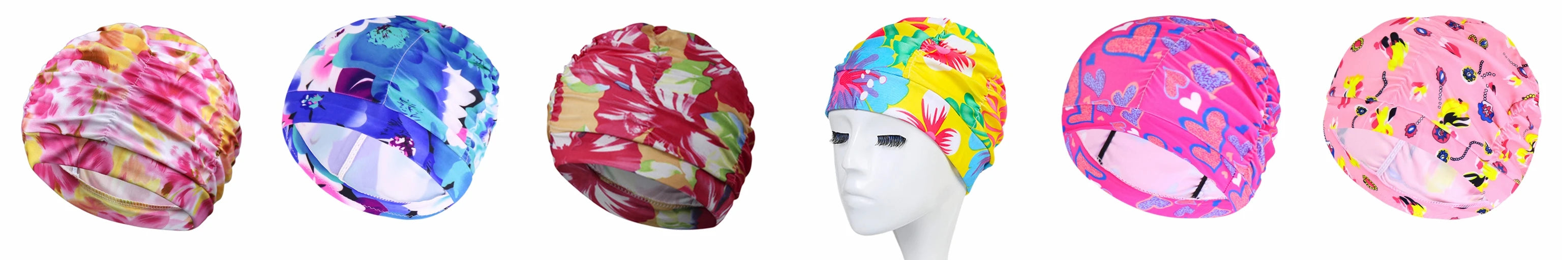 New Solid Color Long Hair Women Men Swim Pool Seaside Water Sports Elastic Pleated Nylon Fabric Bathing Swimming Caps Hat Turban