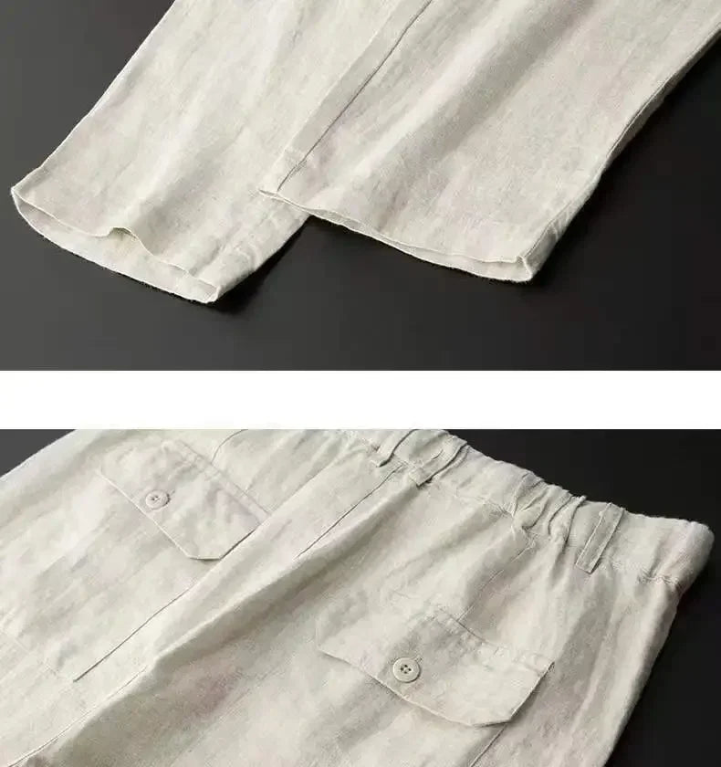 Men's Spring Summer Casual Sets Cotton Linen Two-piece Set Blazer Jacket + Pants Casual Business Thin Clothing Breathable Suit